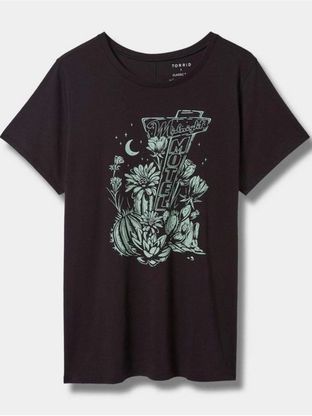 torrid Black Tee with Mint Desert Motel Graphic